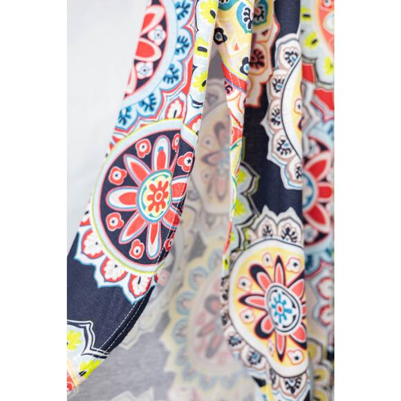 Women XL Caftan/Loungewear Geo Pattern Pockets Navy Orange - Picture 3 of 5